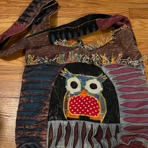 Colorful Owl Patchwork Shoulder Bag